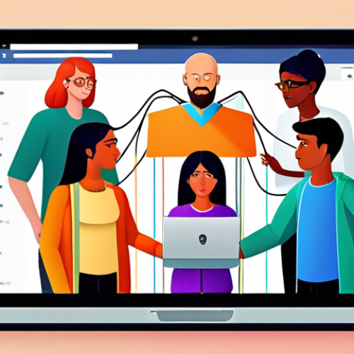 Home 11 **A vibrant, stylized illustration depicting a diverse group of people connected by threads leading to a central laptop displaying a blog interface. The scene should convey connection, community, and the flow of information. Use bright, inviting colors.**